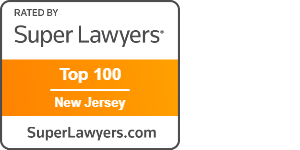 Badge stating Super Lawyers Top 100 in New Jersey