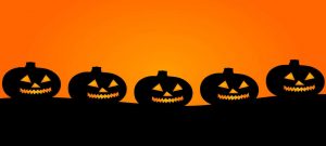 Halloween Top Lawsuits - Five pumpkins jack-o-lanterns with orange background